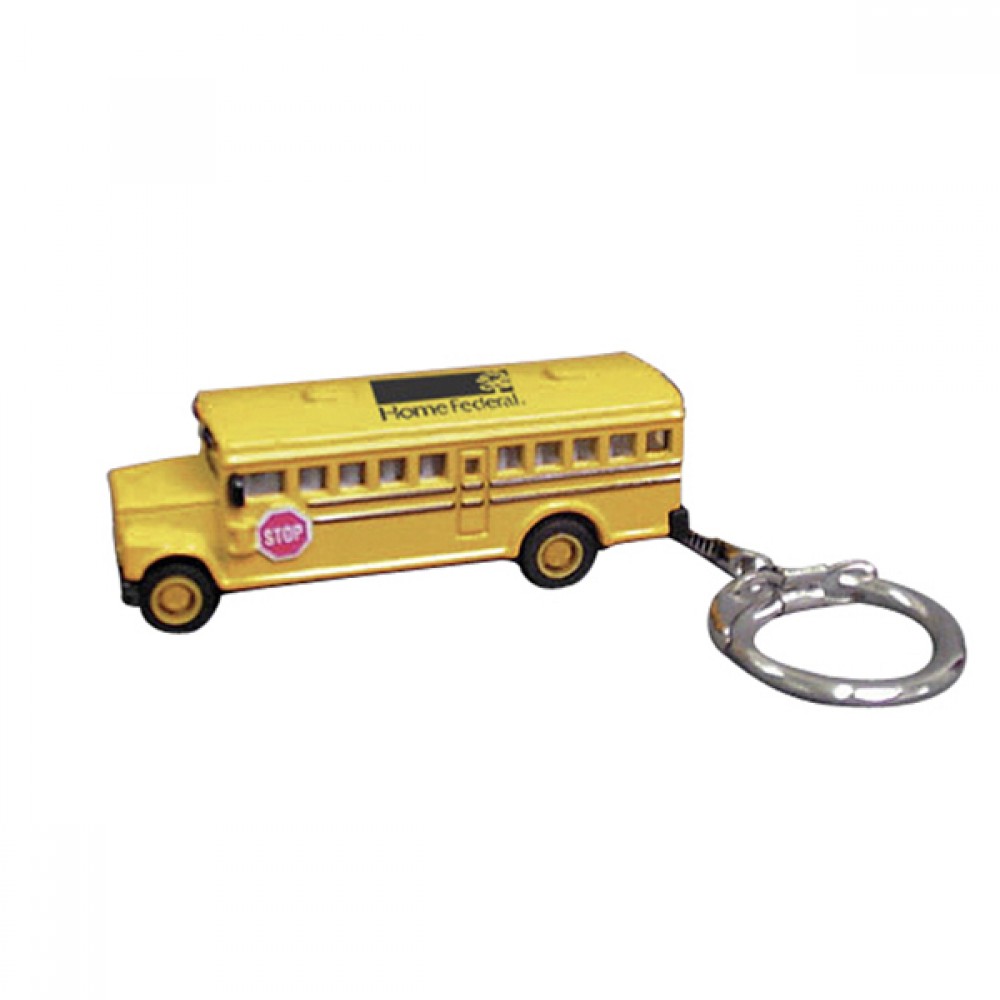Custom Logo Die cast 160 scale miniature school bus key chain. Car